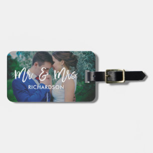 Ljusa bliss Mr & Mrs Photo Bagagebricka