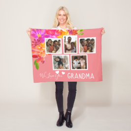 Ljusa Blommigtar Kärlek Din mormor Fotosamling Fleecefilt