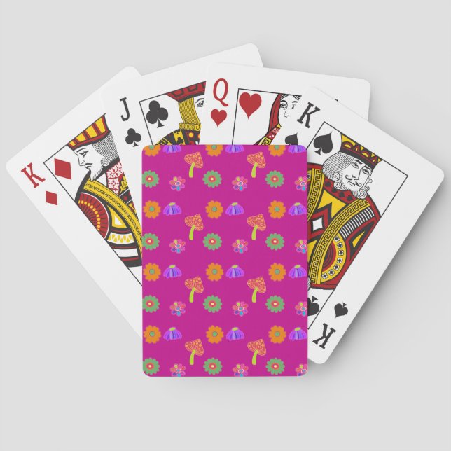 Ljusa blommor och svampar casinokort (Baksidan)