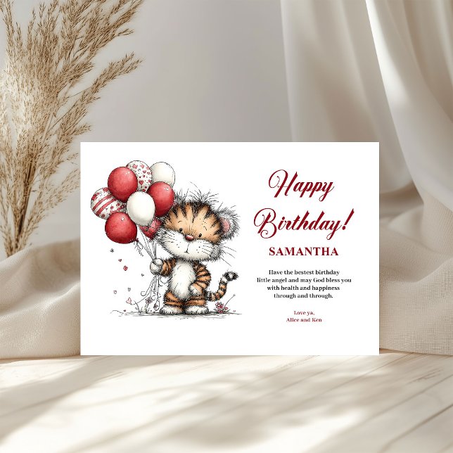 Ljusa fantasifulla djur födelsedagstema barnkort (Bright whimsical animals birthday theme kids greeting card

)