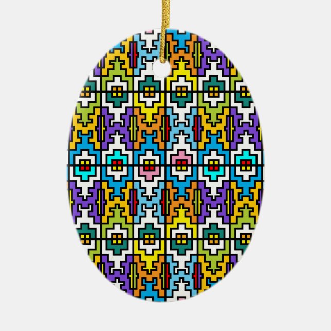 Ljusa färger afrikanska mönster julgransprydnad keramik (Framsidan)