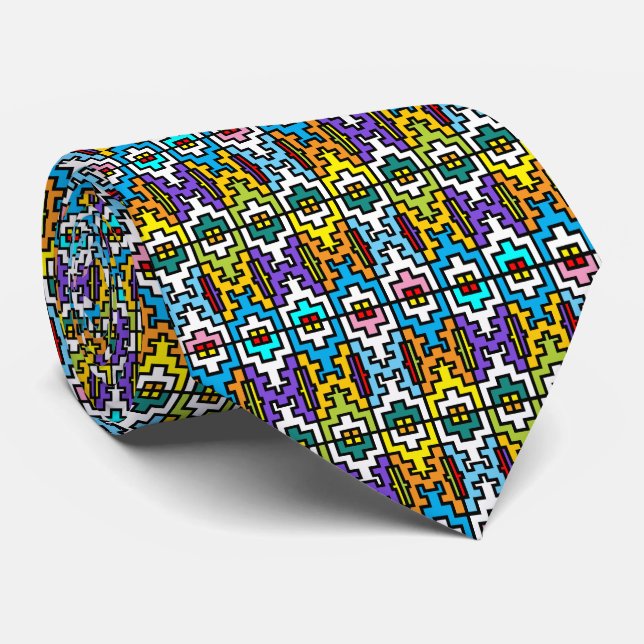 Ljusa färger afrikanska mönster slips (Rullad)