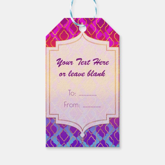 Ljusa färger arabiska marockanska Glam Party-föres Presentetikett (Framsidan)