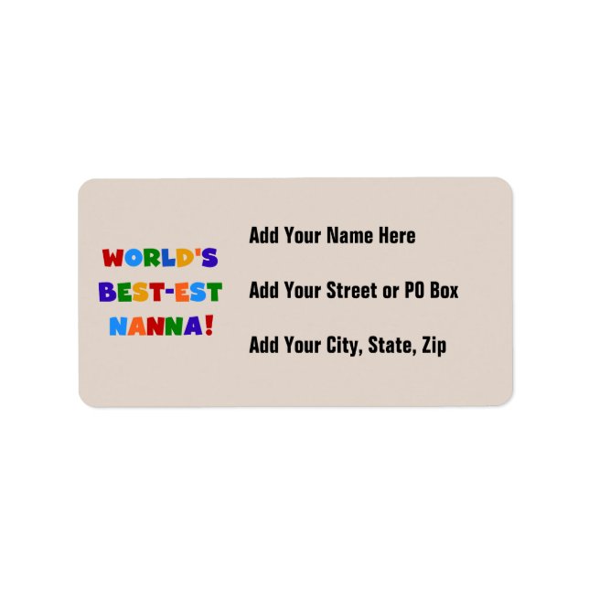 Ljusa färger bästa Nanna Tshirts Adressetikett (Framsidan)