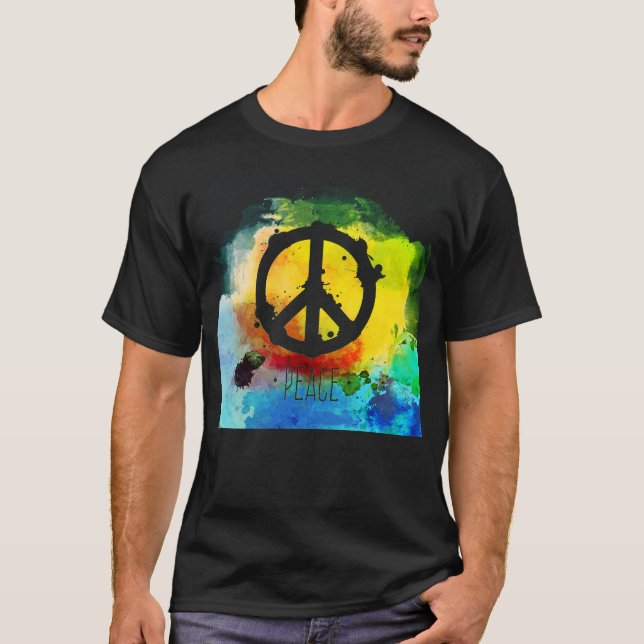 Ljusa färger Boho för fredsymbol T-tröja Tee (Framsida)