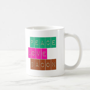 Ljusa färger design för fredkärlekbacon kaffemugg