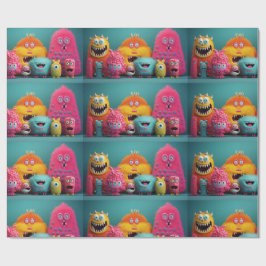 Ljusa färger, färglösa, håriga monster presentpapper