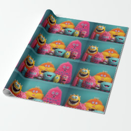 Ljusa färger, färglösa, håriga monster presentpapper