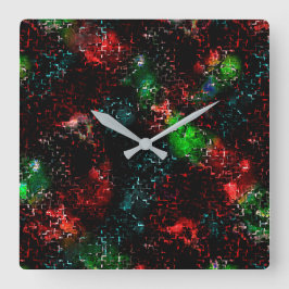 Ljusa färger fläckar under mörken och mosaiken fyrkantig klocka