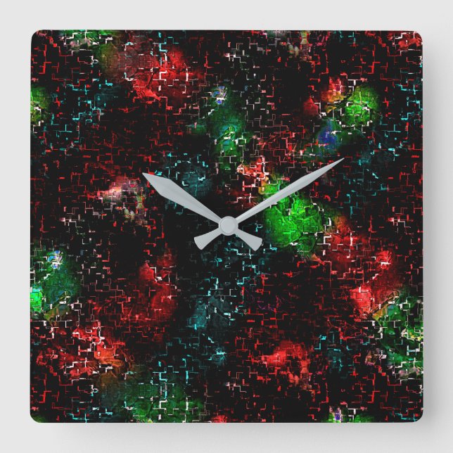 Ljusa färger fläckar under mörken och mosaiken fyrkantig klocka (Framsida)