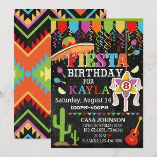 Ljusa färger födelsedag för Mexikanska Fiesta Pina Inbjudningar