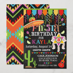 Ljusa färger födelsedag för Mexikanska Fiesta Pina Inbjudningar