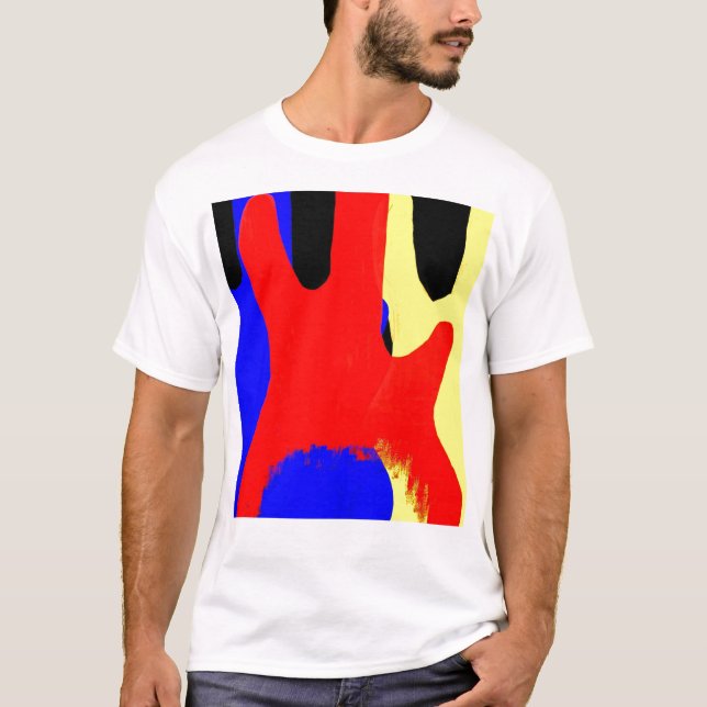 Ljusa färger för elbasmålningabstrakt t shirt (Framsida)