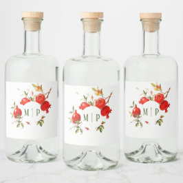 Ljusa färger granatvattenfärgstema spritflaskor etikett