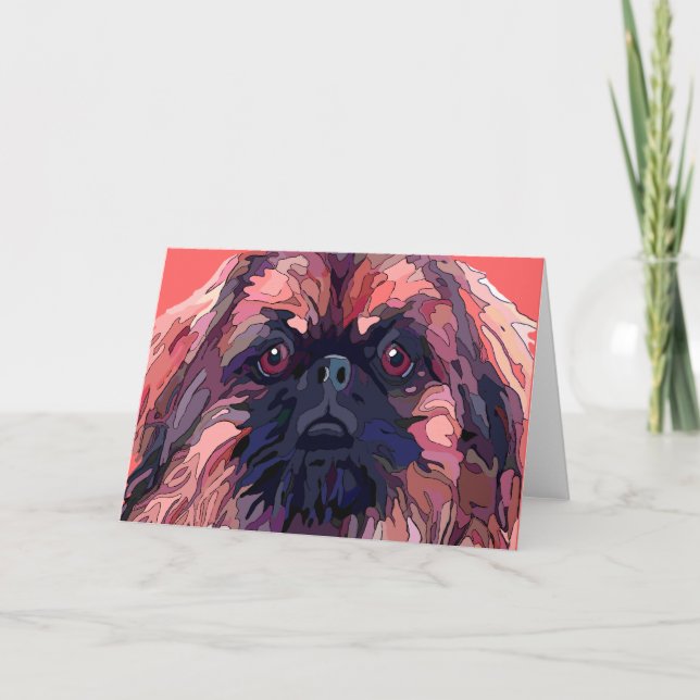 Ljusa färger hälsounderkort från Pekingese Helgkort (Framsida)