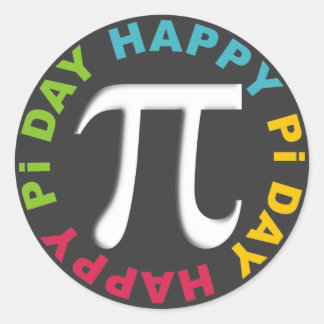 Ljusa färger lycklig Pi Day Stickers Runt Klistermärke