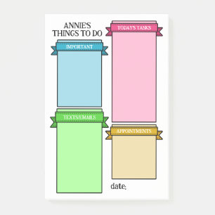 Ljusa färger menyfliksetiketter Sak att göra Post-it Block