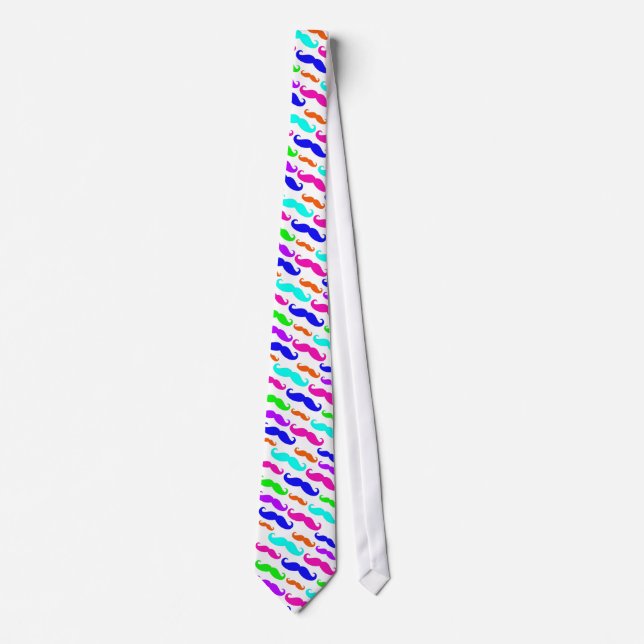 Ljusa färger mustaschslips för neon slips (Framsida)