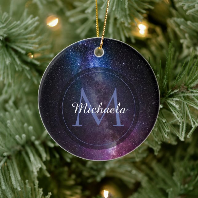 Ljusa färger, personaliserbart, monogram julgransprydnad keramik (Träd)