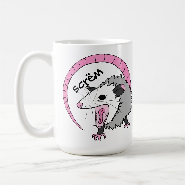 Ljusa färger skrikig pungråtta kaffemugg (Vänster)
