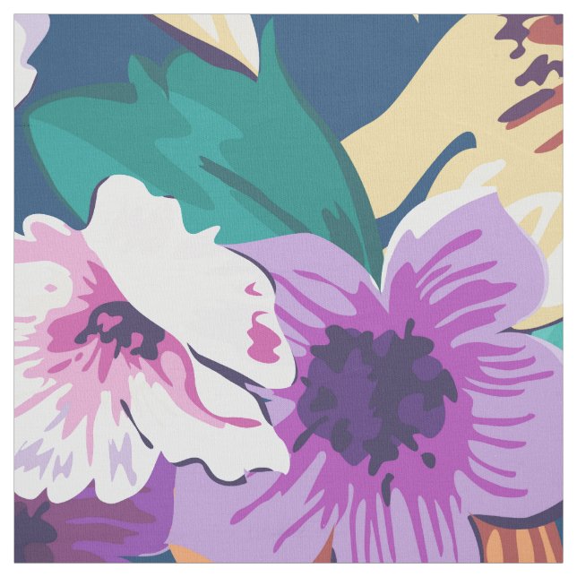 Ljusa färger sommarblommor i mönster tyg (Provkarta)