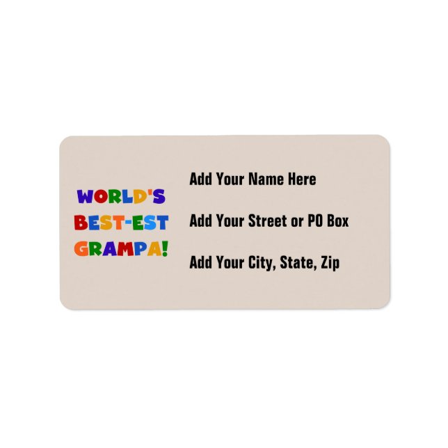 Ljusa färger världens bästa Grampa-gåvor Adressetikett (Framsidan)