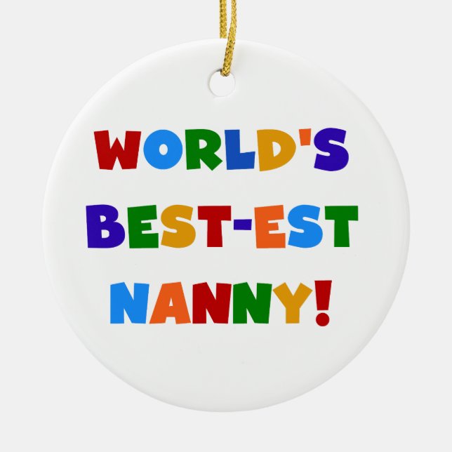 Ljusa färger världens bästa nanny-gåvor julgransprydnad keramik (Framsidan)