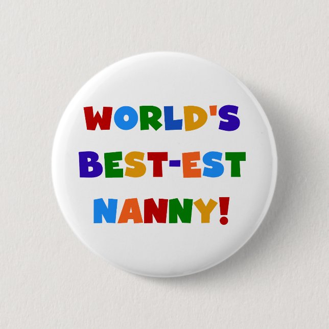 Ljusa färger världens bästa nanny-gåvor knapp (Framsida)