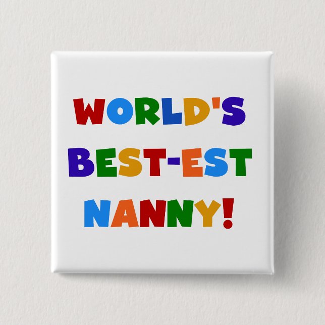 Ljusa färger världens bästa nanny-gåvor knapp (Framsida)