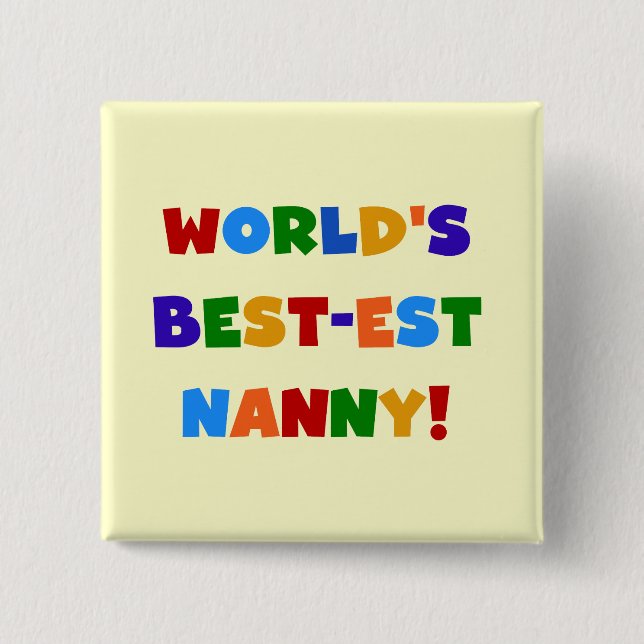 Ljusa färger världens bästa nanny-gåvor knapp (Framsida)