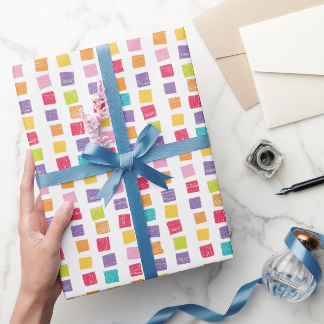 LJUSA FÄRGFULLA KLUDDRIGA RUTOR  PRESENTPAPPER (Gifting)