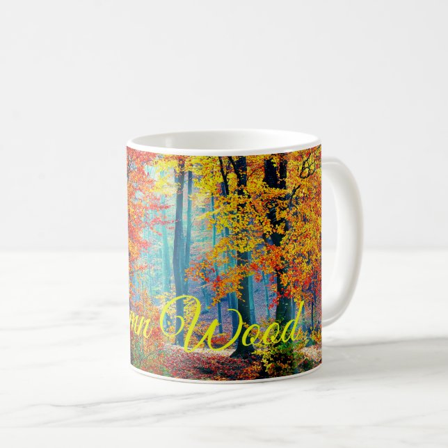 Ljusa färgrika nedgångskogträd kaffemugg (Framsida höger)