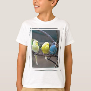 Ljusa färgrika parakiter Budgies mekaniskt säga T Shirt
