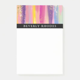Ljusa färgrika penseldrag och FauxSparkles Post-it Block