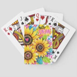 LJUSA FÄRGRIKA SOMMAR SOLROSOR & HJÄRTAN CASINOKORT