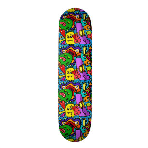 Ljusa färgrika tecknadmonster skateboard bräda 20 cm