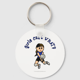 Ljusa flickor Volleyball i Blå uniform Nyckelring