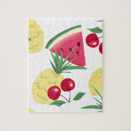 Ljusa frukter och bär på vitt. pussel