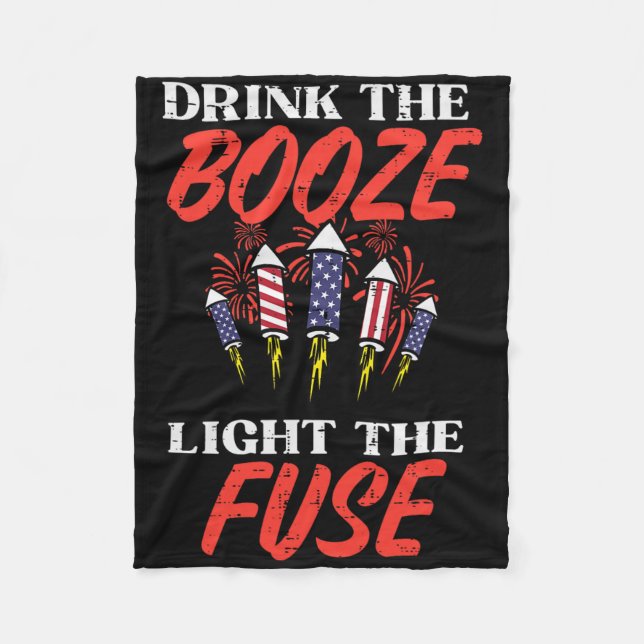 Ljusa Fuse Fireworks, fjortonde juli Fleecefilt (Framsidan)