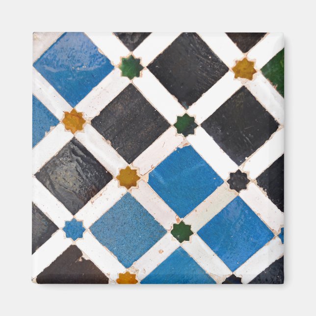 Ljusa fyrkanter och stjärnor Mosaic Magnet (Framsidan)