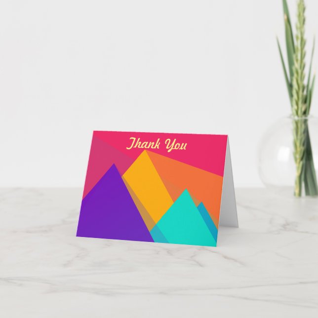 Ljusa geometriska trianglar och former, Tack Kort (Framsida)
