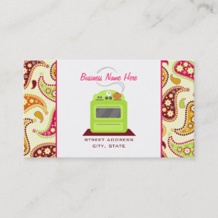Ljusa Grönten Retro Stove Paisley Chef Caterer Visitkort
