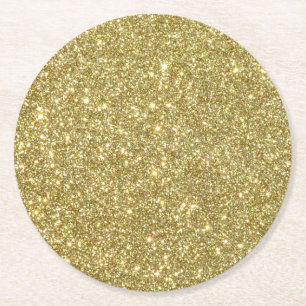 Ljusa guld- glitterSparkles Underlägg Papper Rund
