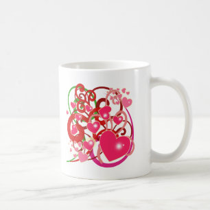 Ljusa hjärtor och rullor för älskare kaffemugg