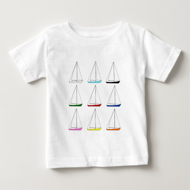 Ljusa kulöra segelbåtar tee shirt (Framsida)