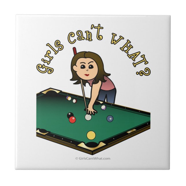 Ljusa kvinnliga Billiards-spelare Kakelplatta (Framsidan)