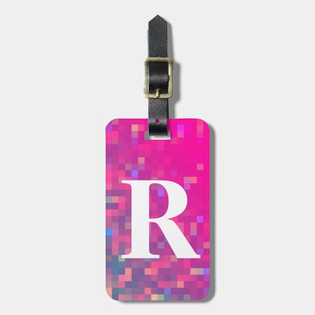 Ljusa lilor, blått kvadrerar ljus med initialt bagagebricka (Vertikal Framsida)