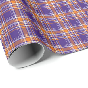 Ljusa lilor och orange sportig pläd presentpapper