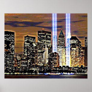 Ljusa New York tvillingbröder strålar Poster