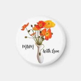 Ljusa och färgade poppies i vas, namngivna magnet